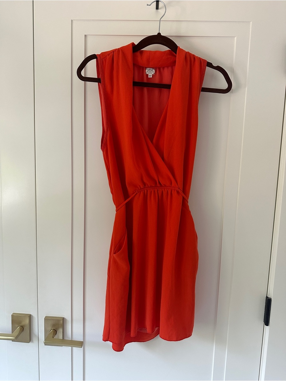 Aritzia Wilfred Japanese Fabric Wrap Dress Coral Orange Medium